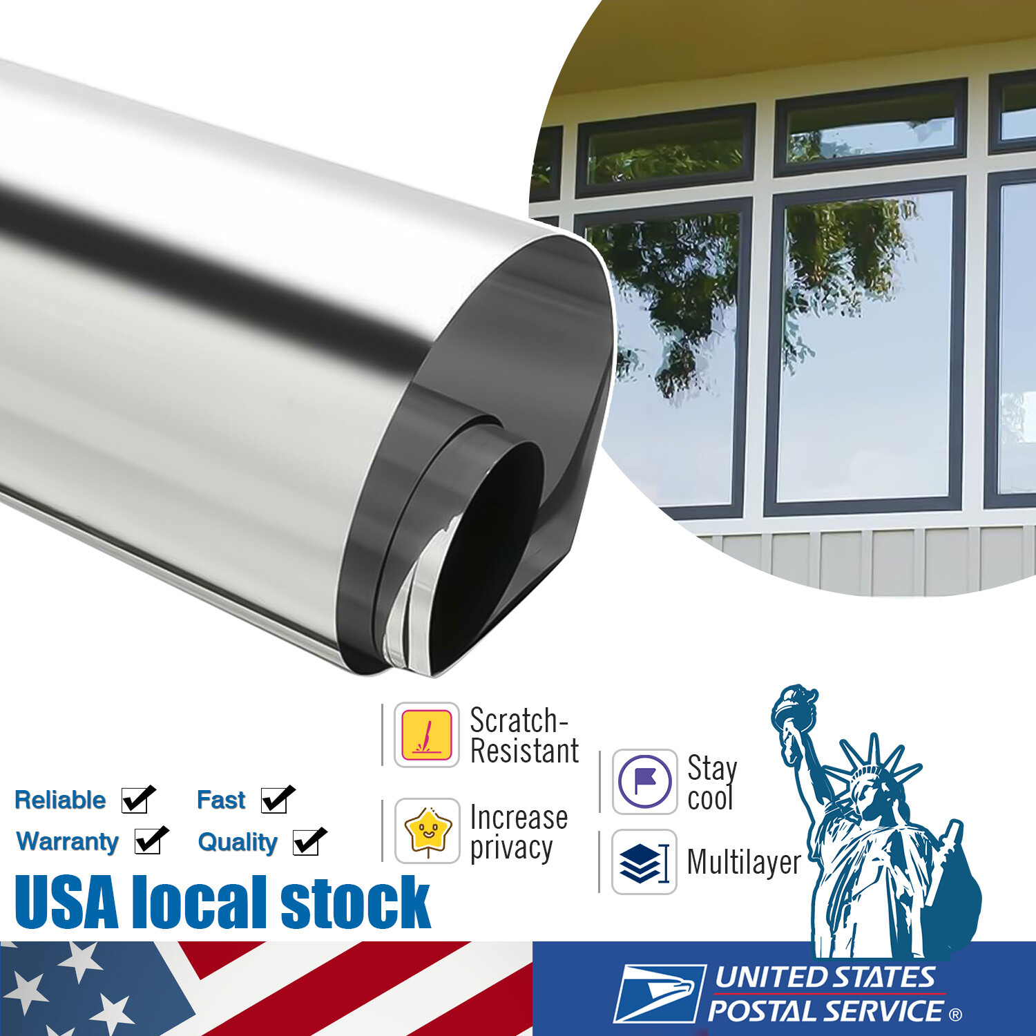 Silver VLT 15% 79″ x 20″ Office Home New Glass Uncut Roll Tint Window Film USA