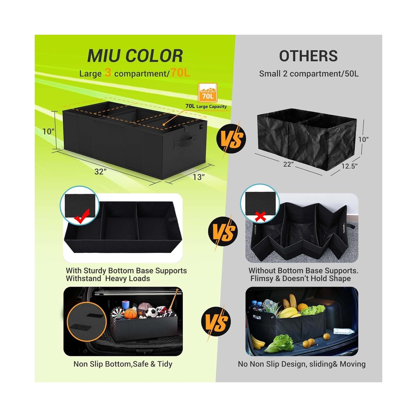 MIU COLOR Trunk Organizer for SUV, Car Organizer, Collapsible Trunk… Fast Ship