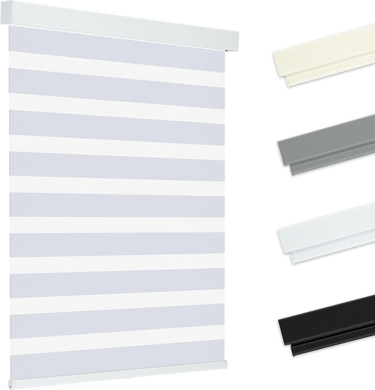 Cordless Zebra Blinds 46″ W x 48″ H White Dual Layer Day and Night Shades