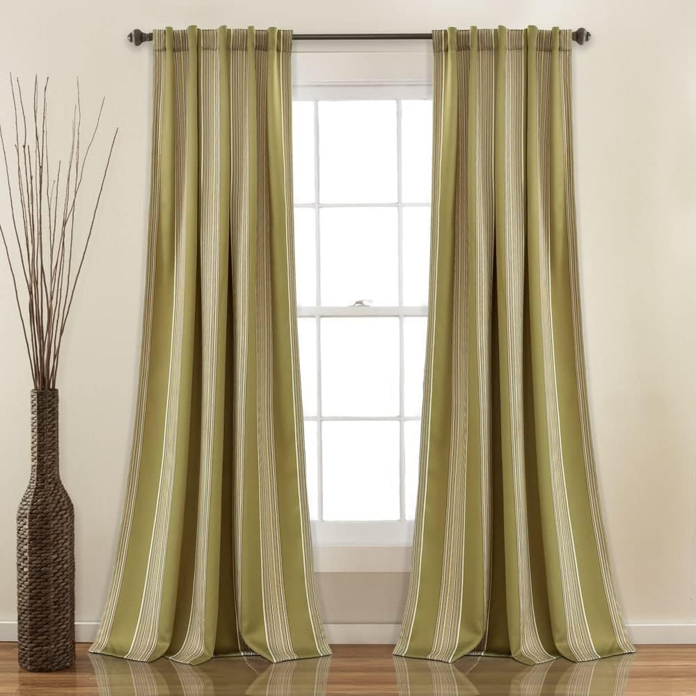 Blue Julia Stripe Light Filtering Curtain Panel Pair, 95″x52