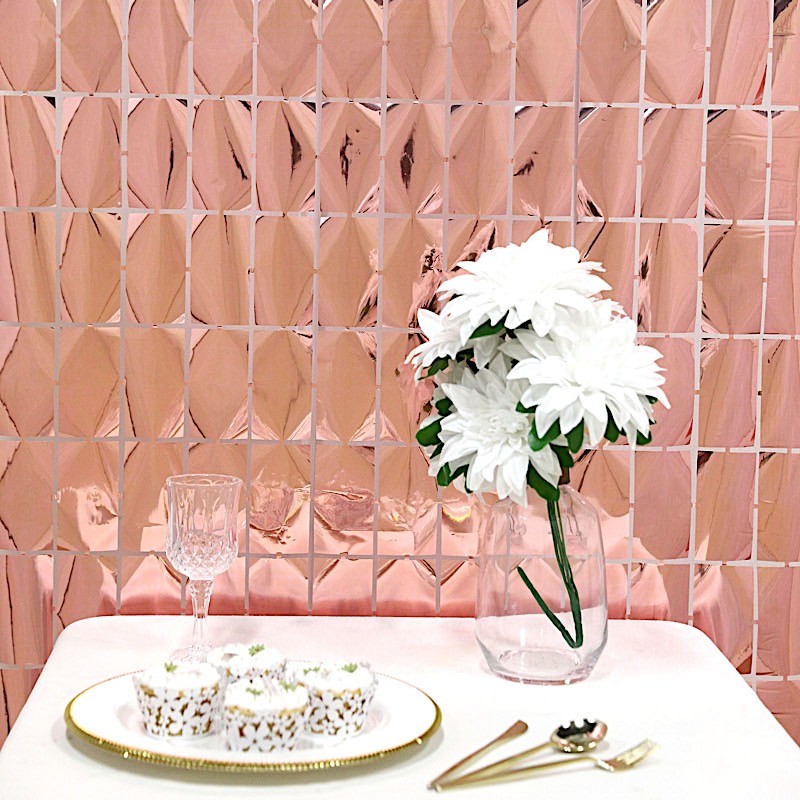 3 ft x 6.5 ft ROSE GOLD Metallic Rectangle Foil Tassels Fringe CURTAINS Party