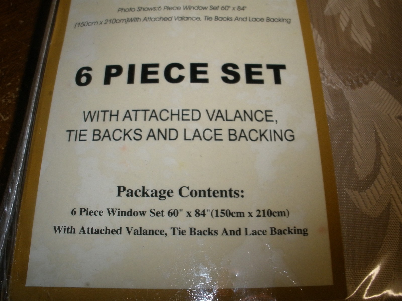 NEW Vintage 100% Polyester 6 Piece Curtain Set TAUPE #50009TPE (O9)