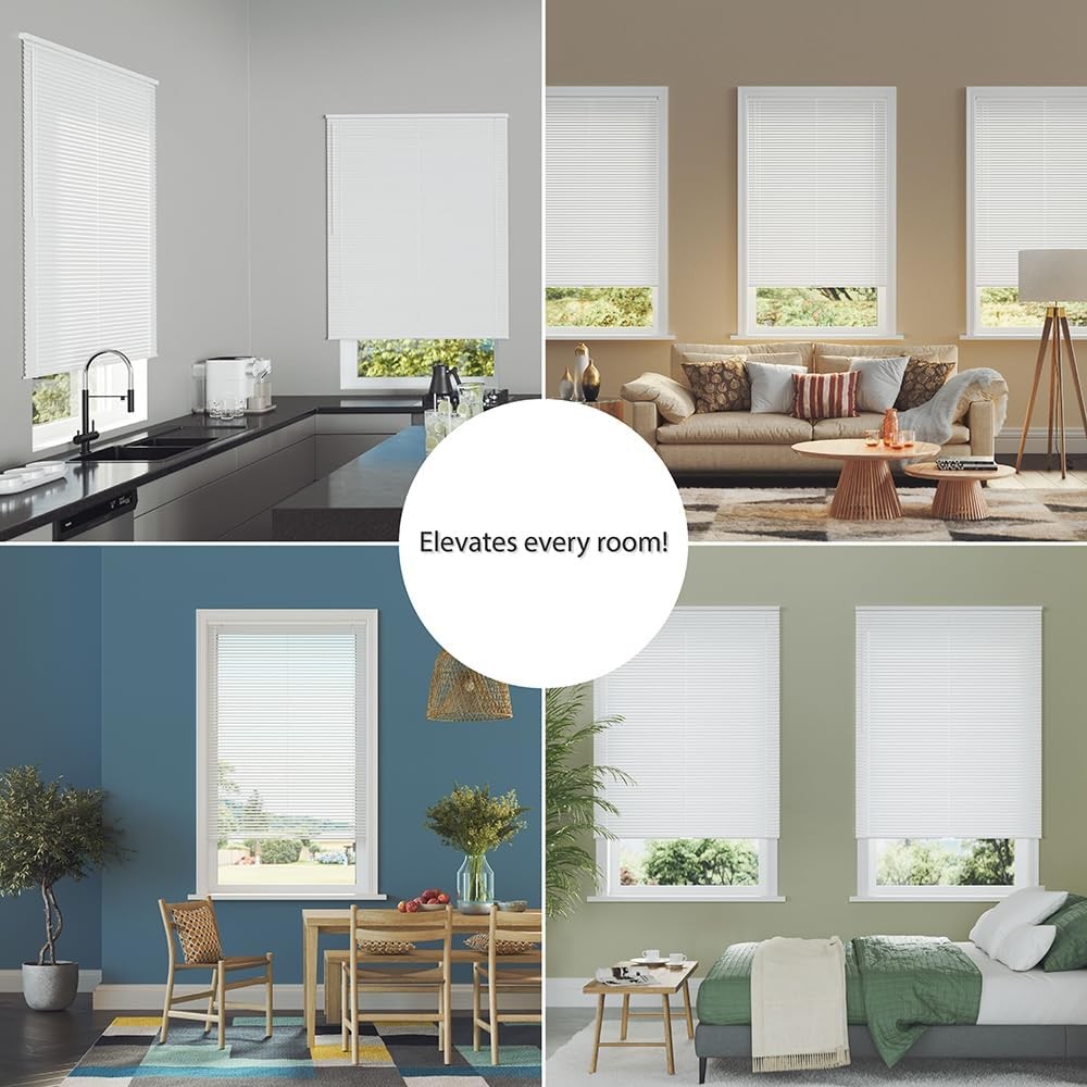 Cordless Aluminum Mini Blind – 71.5″ W x 60″ L – White, Premium Duty 1″ Metal