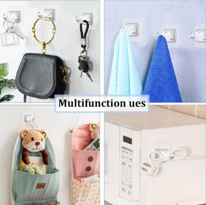 8pcs Nail Free Adhesive Holder Adjustable Hooks Curtain Rod Clip Self Brackets