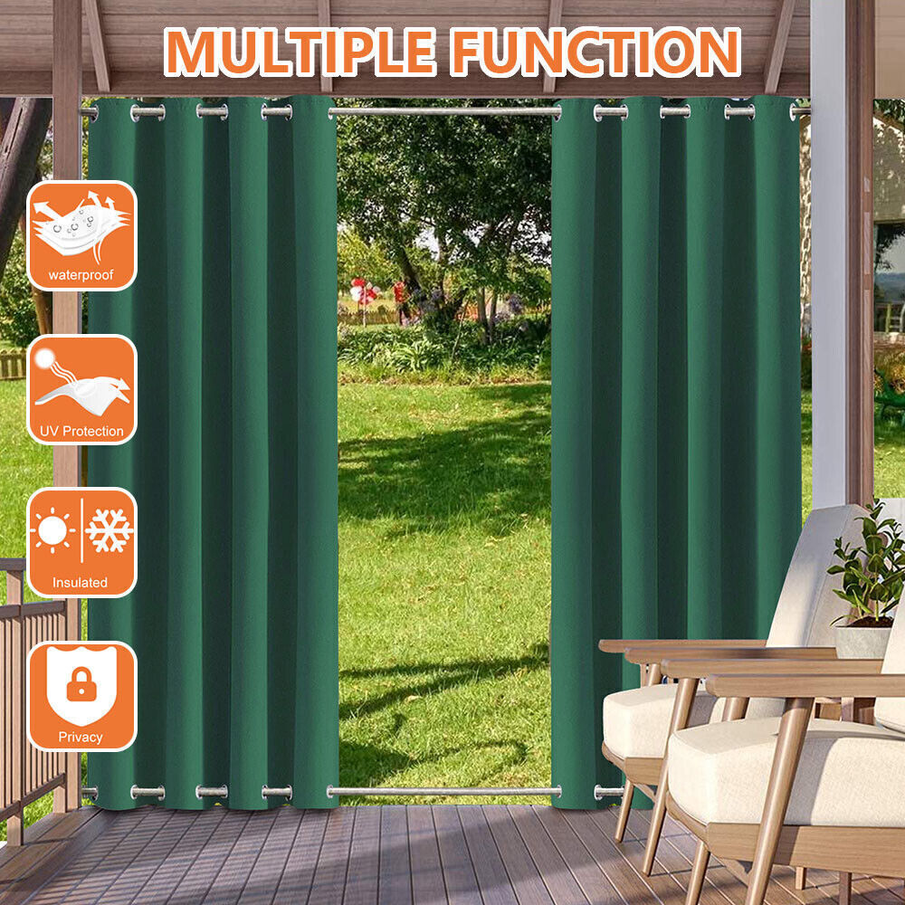 Windproof Curtains Thermal Insulated Waterproof Blackout Grommet at Top + Bottom
