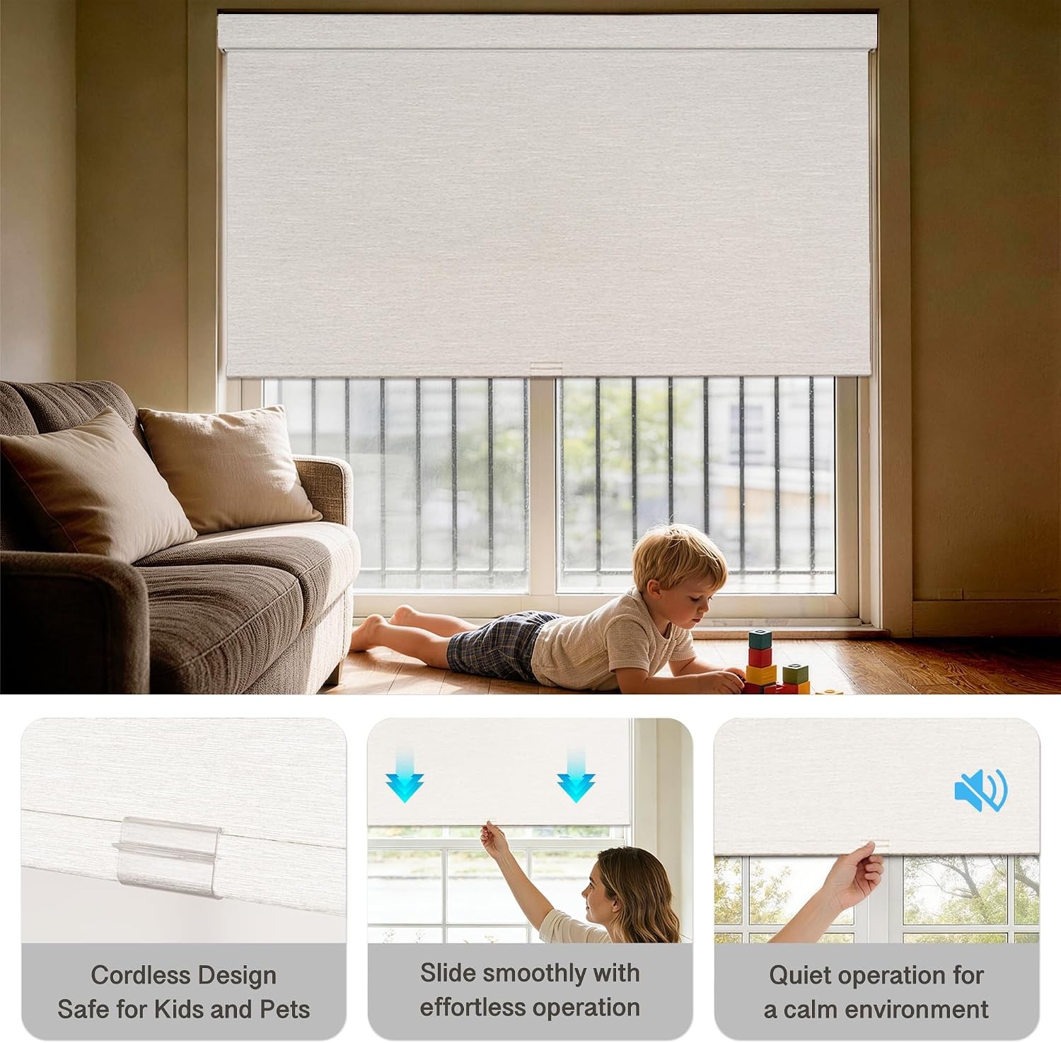 Blackout Roller Shades with Valance for Bedroom,White,46″ W X 72″ H | No-Drill
