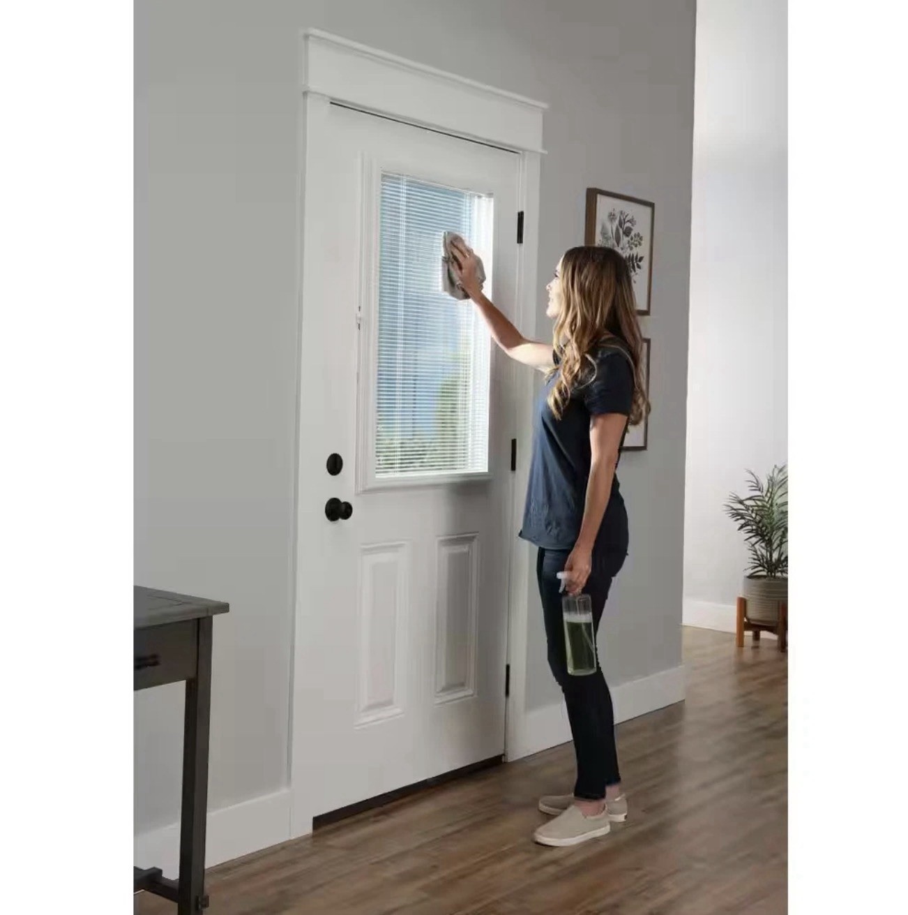 White Cordless Add-On Blinds for Raised Frame Doorglass L: 39 W: 22-3/4