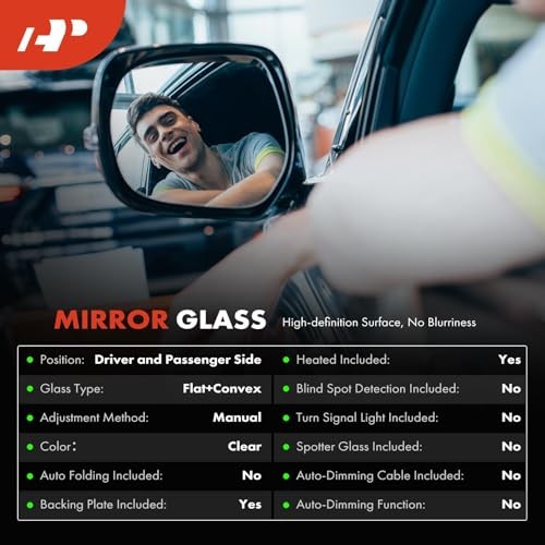 Driver and Passenger Side Heated Power Mirror Glass | Compatible with