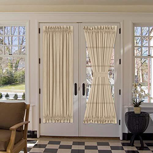 Door Window Curtain Panel, Soft Beige Linen Farmhouse Elegant 52″W x 72″L Tan