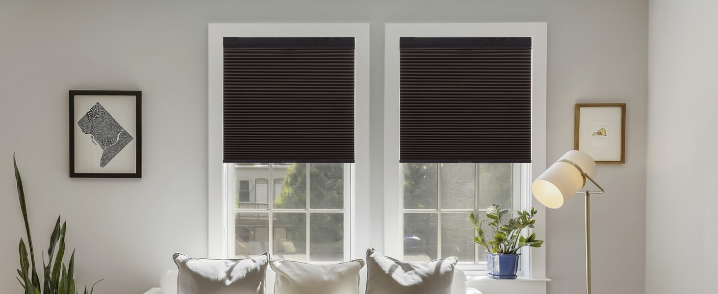 No Tool Screw Install Top Down Bottom Up Blackout Black Cellular Blind Honeycomb