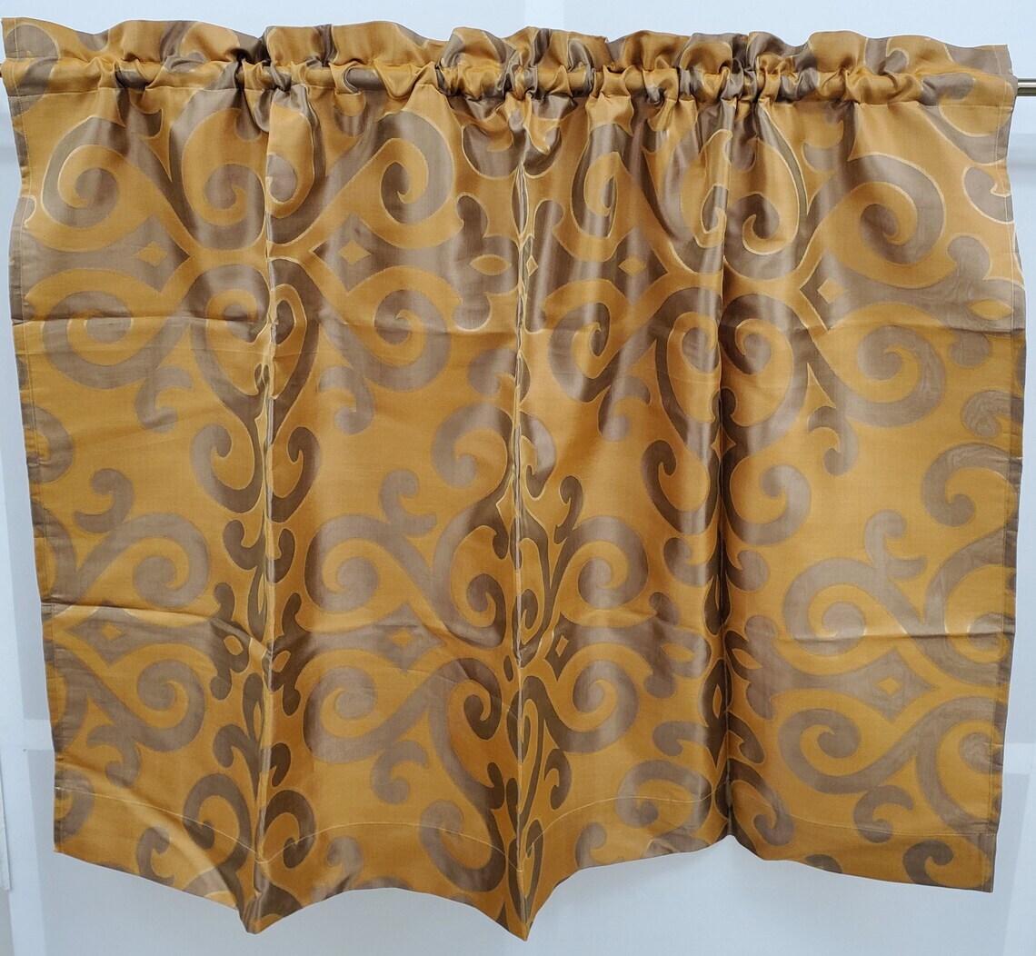 Scroll Custom Lined Valance or Unlined Tiers Jacquard Scroll VINTAGE NEW RARE