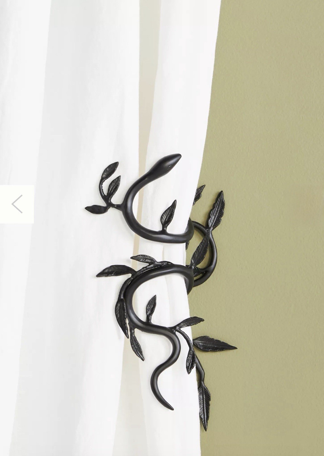 NEW Anthropologie Serpentine Curtain Tiebacks, Set of 2, Left & Right, Black