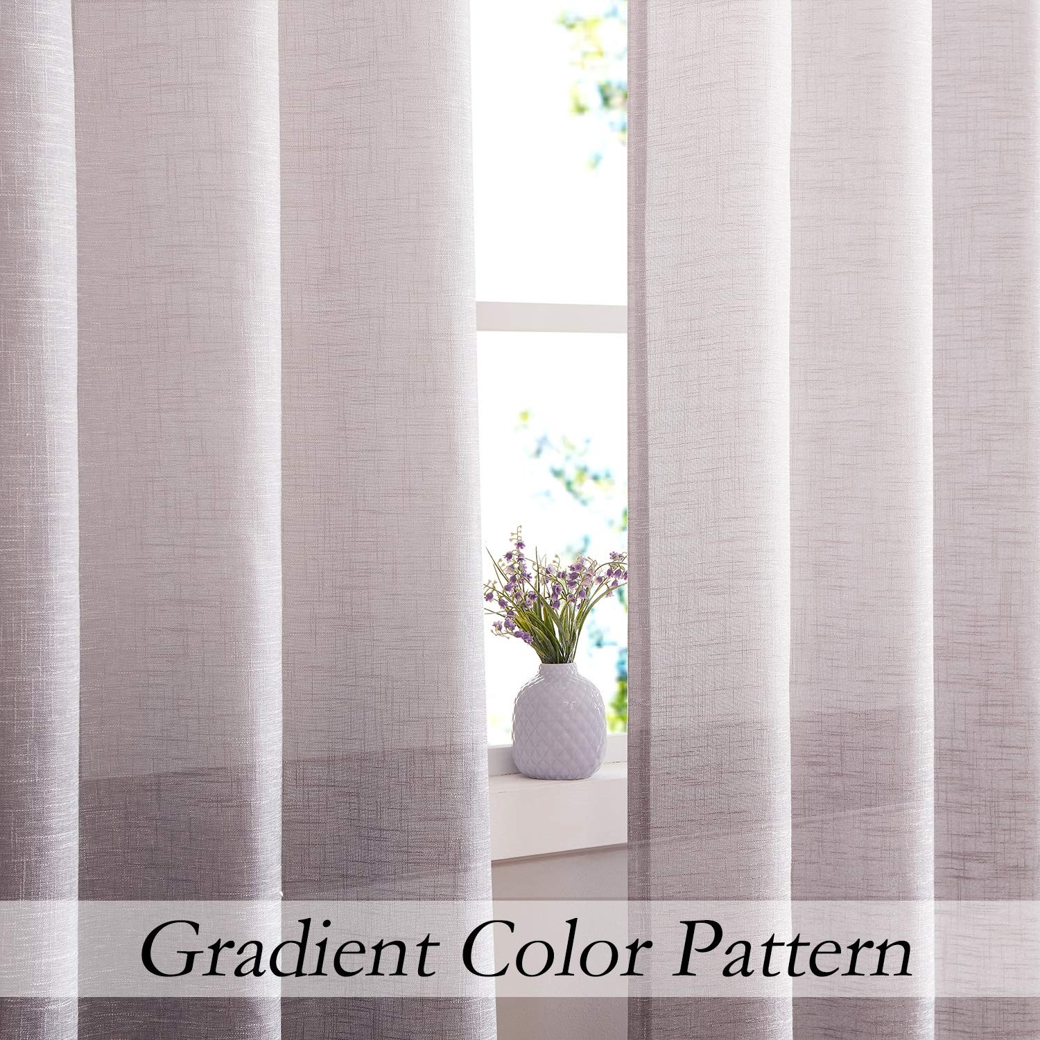 Central Park Ombre Window Curtain Panel Linen Gradient Print On Rayon Blend