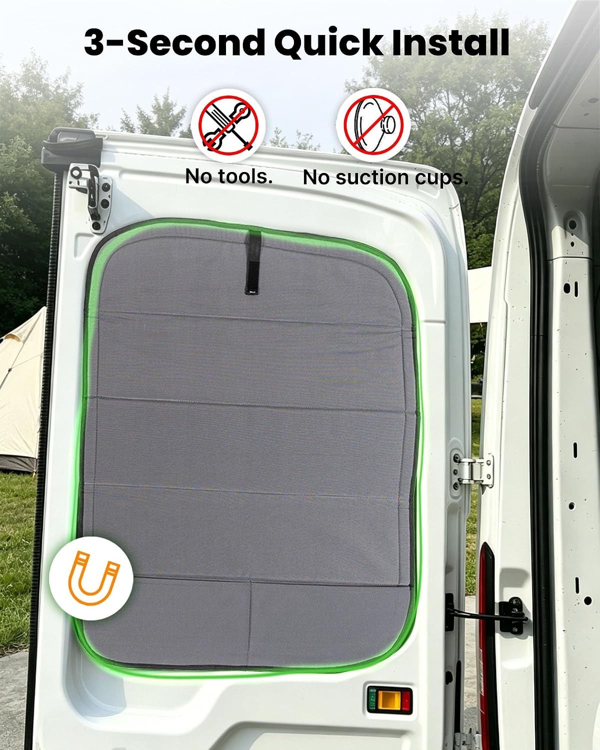 Magnetic Blackout Rear Window Covers Shades For 15-26 Ford Transit Mid/High Roof