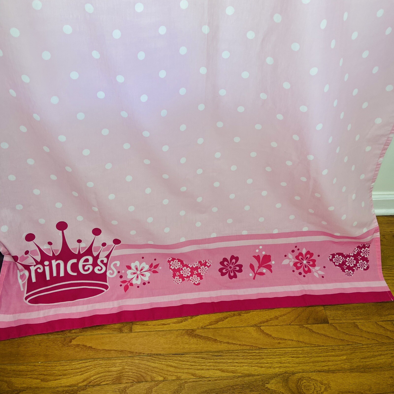 American Kids Collection 2 Window Panels Pink Polka Dot Princess Hibiscus Floral