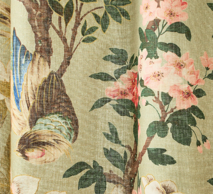 Pottery Barn Nola Set Of 2 Curtain Panels 50″ x 96″ GREEN Light Filtering NEW
