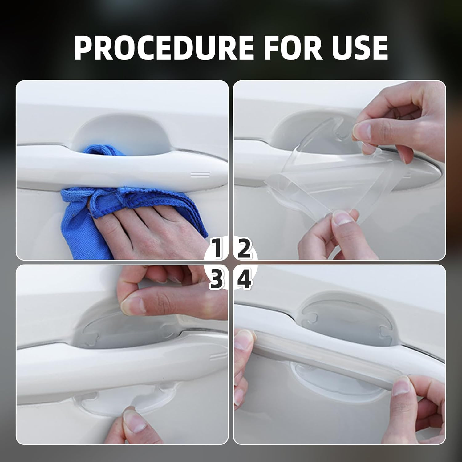 8PCS Clear Car Door Handle Protector – Transparent Anti-Scratch PET Film Sticker