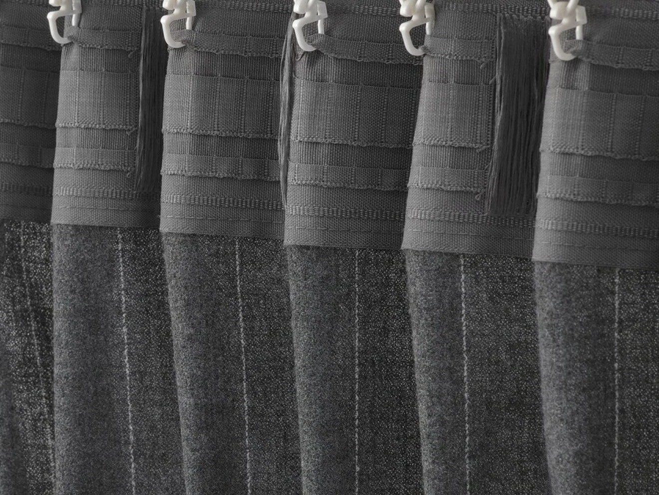 IKEA MILDRUN Curtains Light Filtering 57×98″ 1 Pair (2 Panels) Dark Gray Stripe