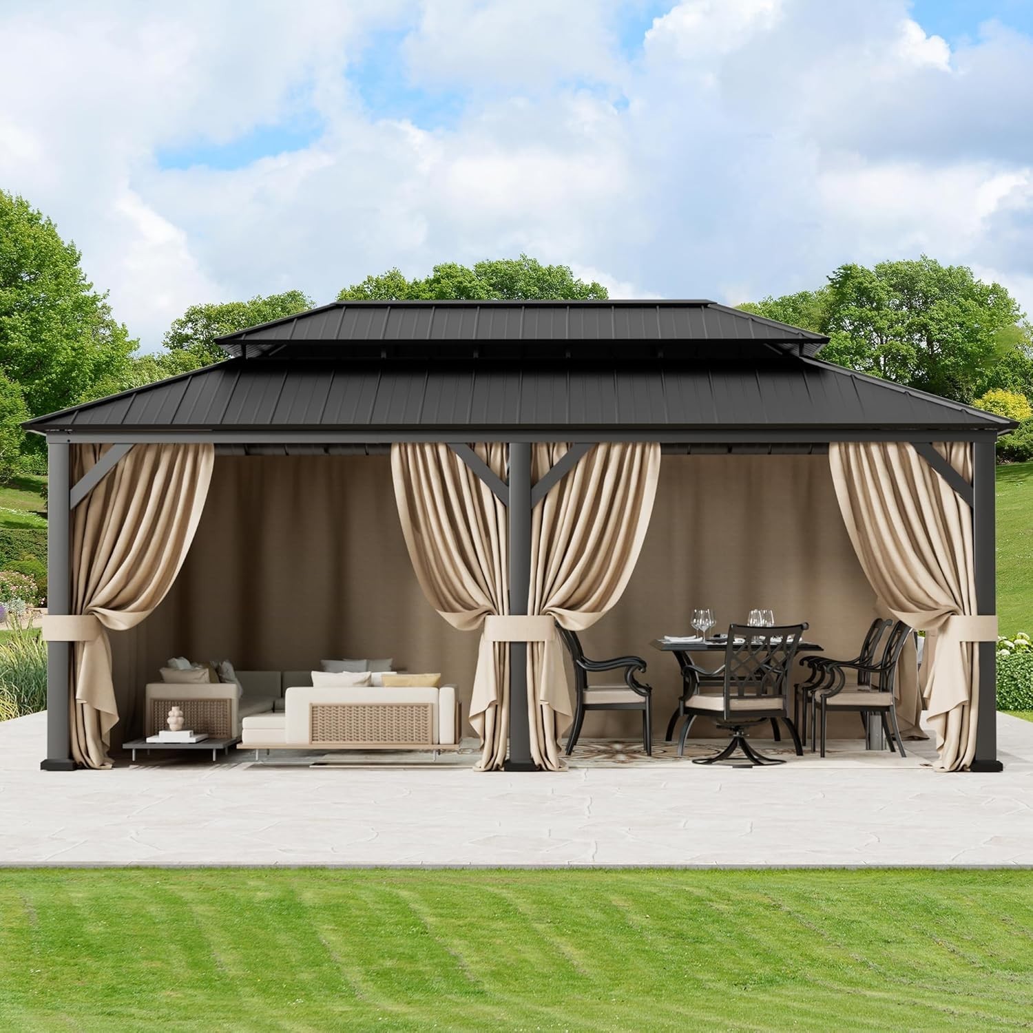 Universal 6-Panel Gazebo Privacy Curtains 12′ x 20′ – Waterproof & UV Protection
