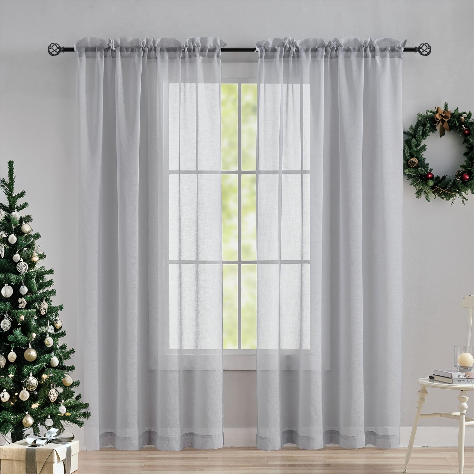 Home Brilliant Light Gray Curtains Window 54″W x 84″L (Pack of 2), Grey