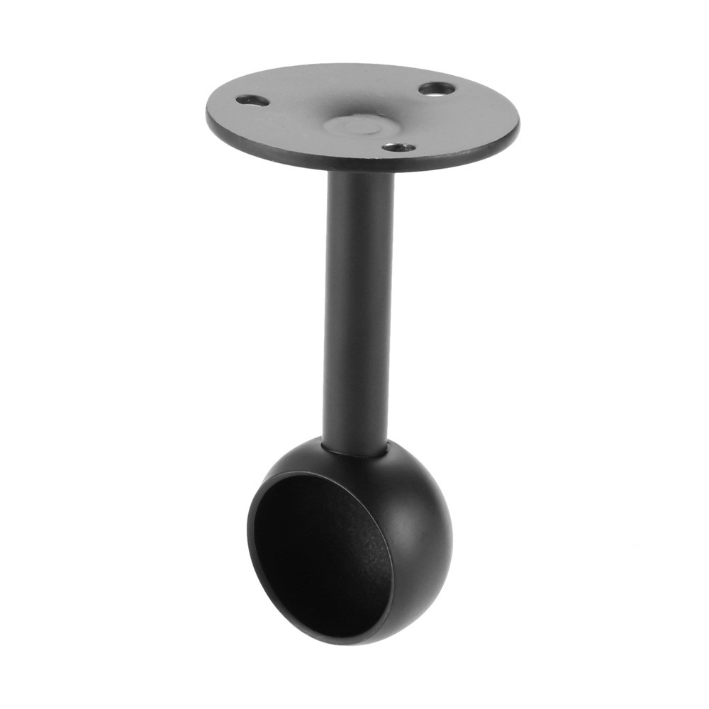 2Pcs Flange Rod Holders Closet Pole Socket Round Black Stainless Steel 5 Size