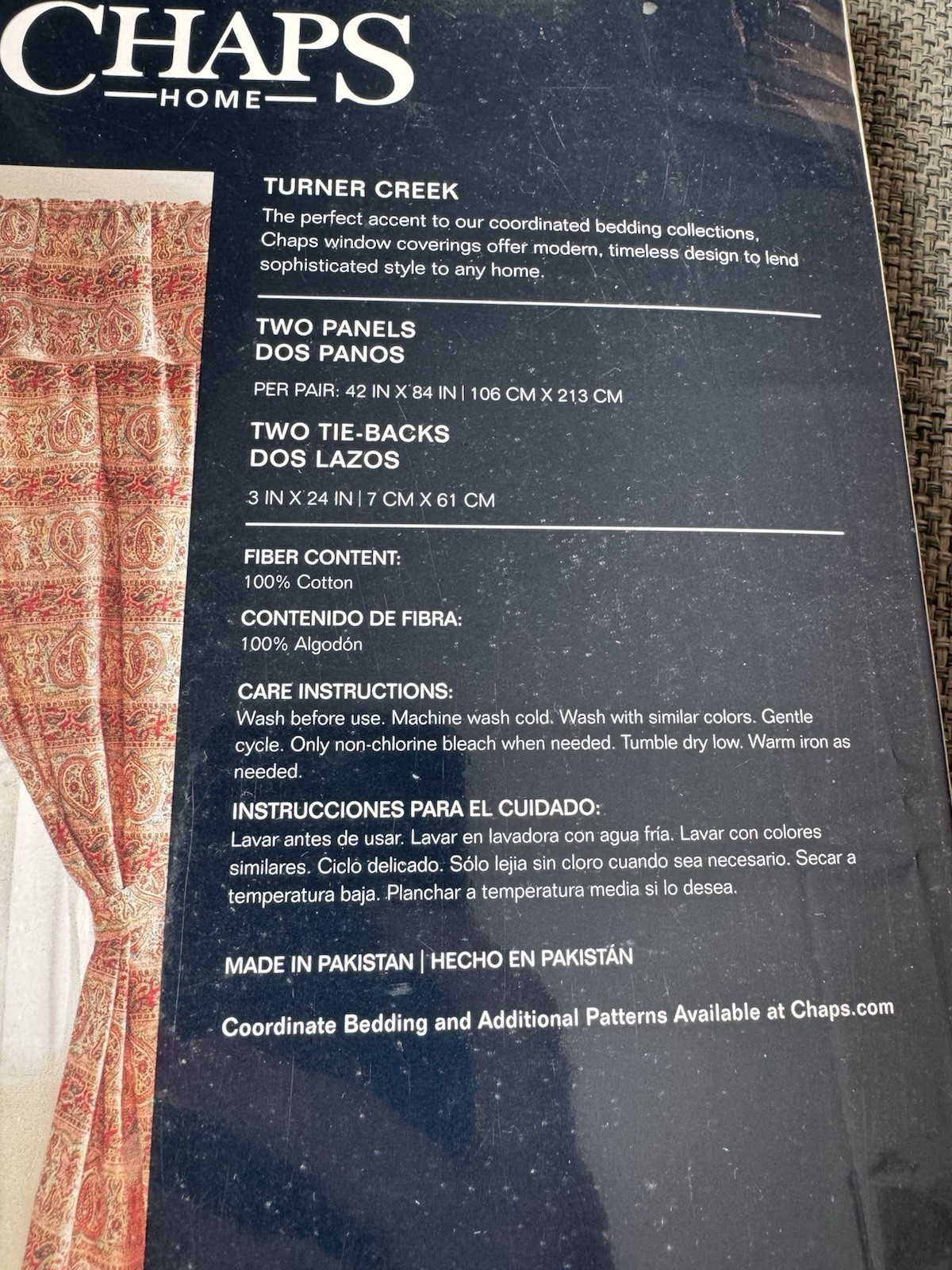 NIP Chaps Turner Creek Paisley Beige Multi Window Panels Curtains Pair 42” x 84”