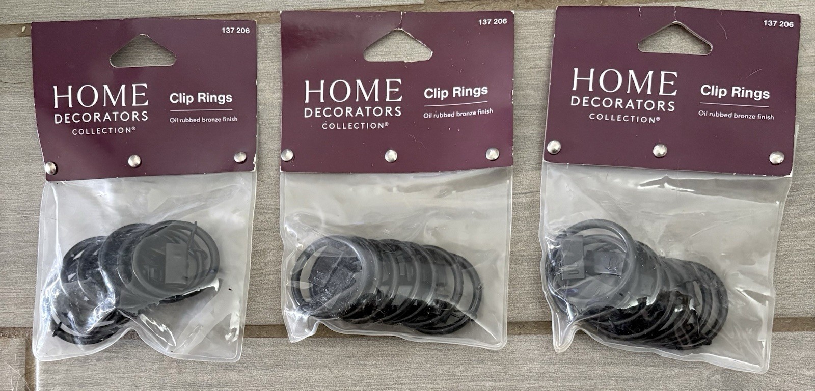 (3) Home Decorators Collection Clip Ring Oil Rubbed Bronze 1-1/4″ Pack of 7