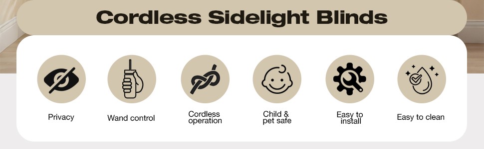 2 Pack 8.5” x 72” Cordless Sidelight Blinds 2” Horizontal White Faux Wood
