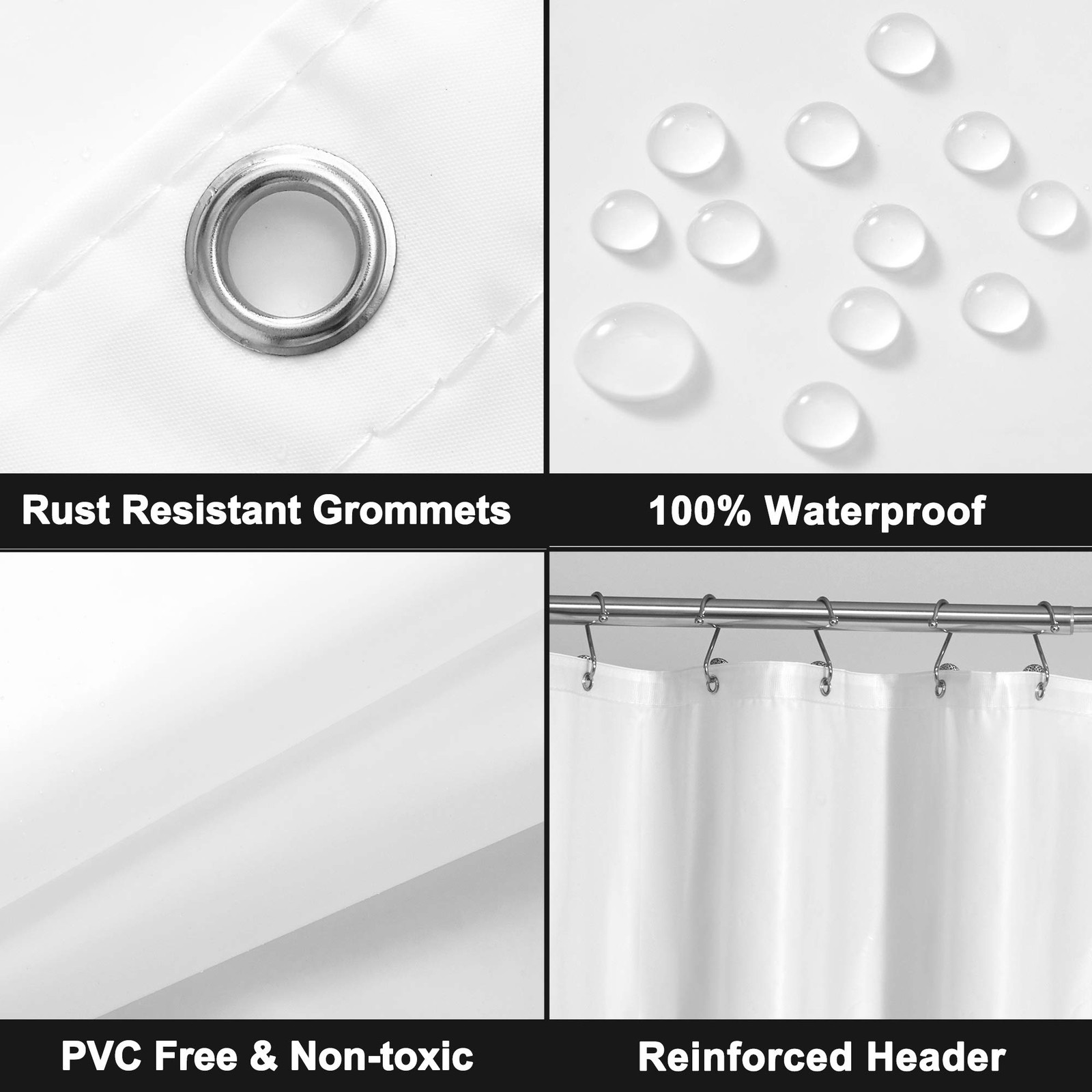 Barossa Design Extra Long Shower Curtain 72″W x 84″L (Pack of 1), 3a. White