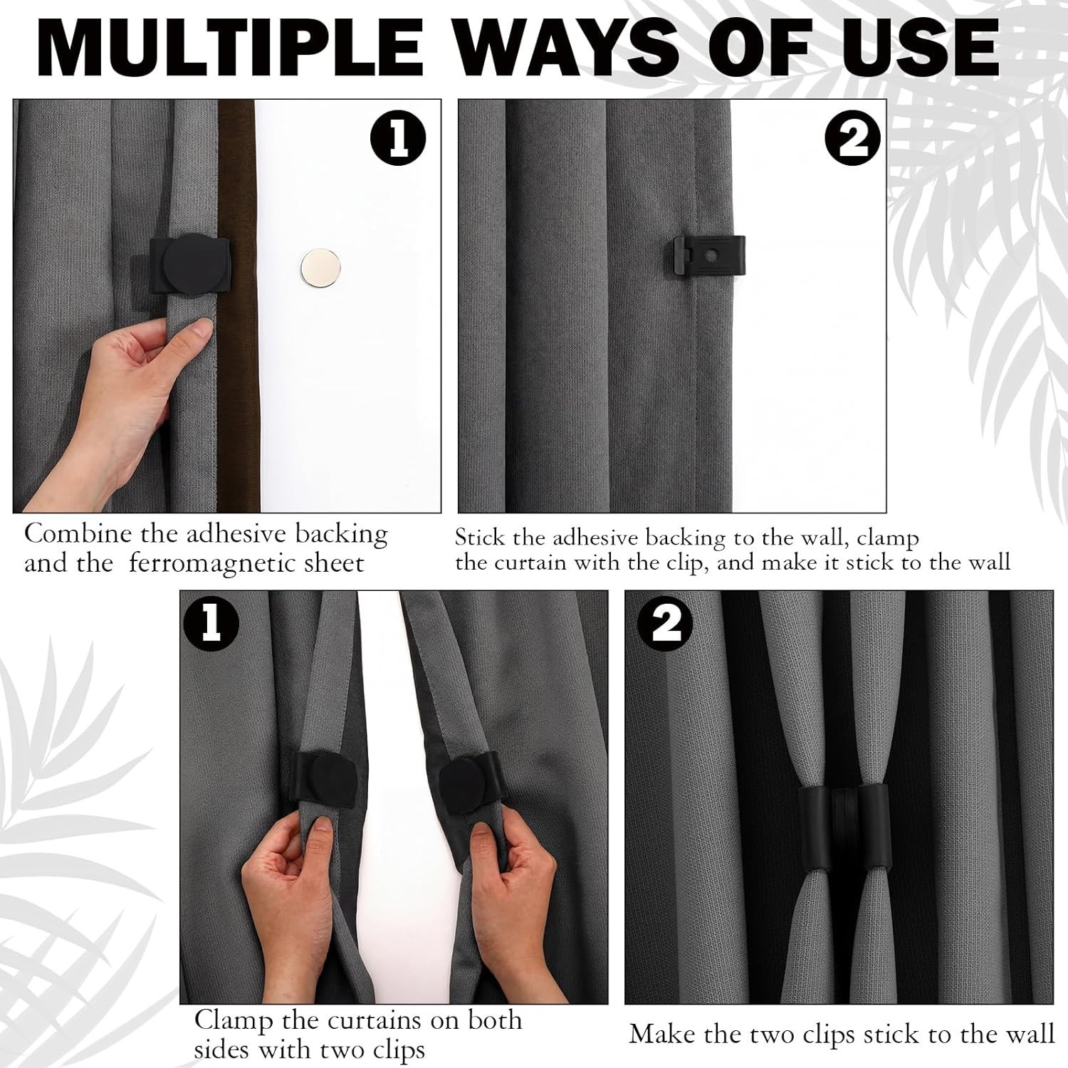 Magnetic Curtain Closures 6 Count Black Waterproof Fabric for Outdoor Use