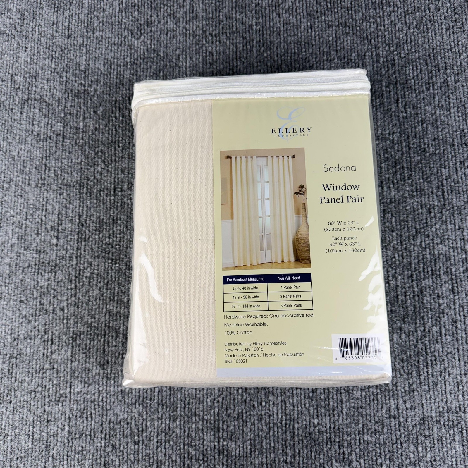 Ellery Sedona Window Panel Pair 80×63 Natural Beige Cotton Tab Top Curtains