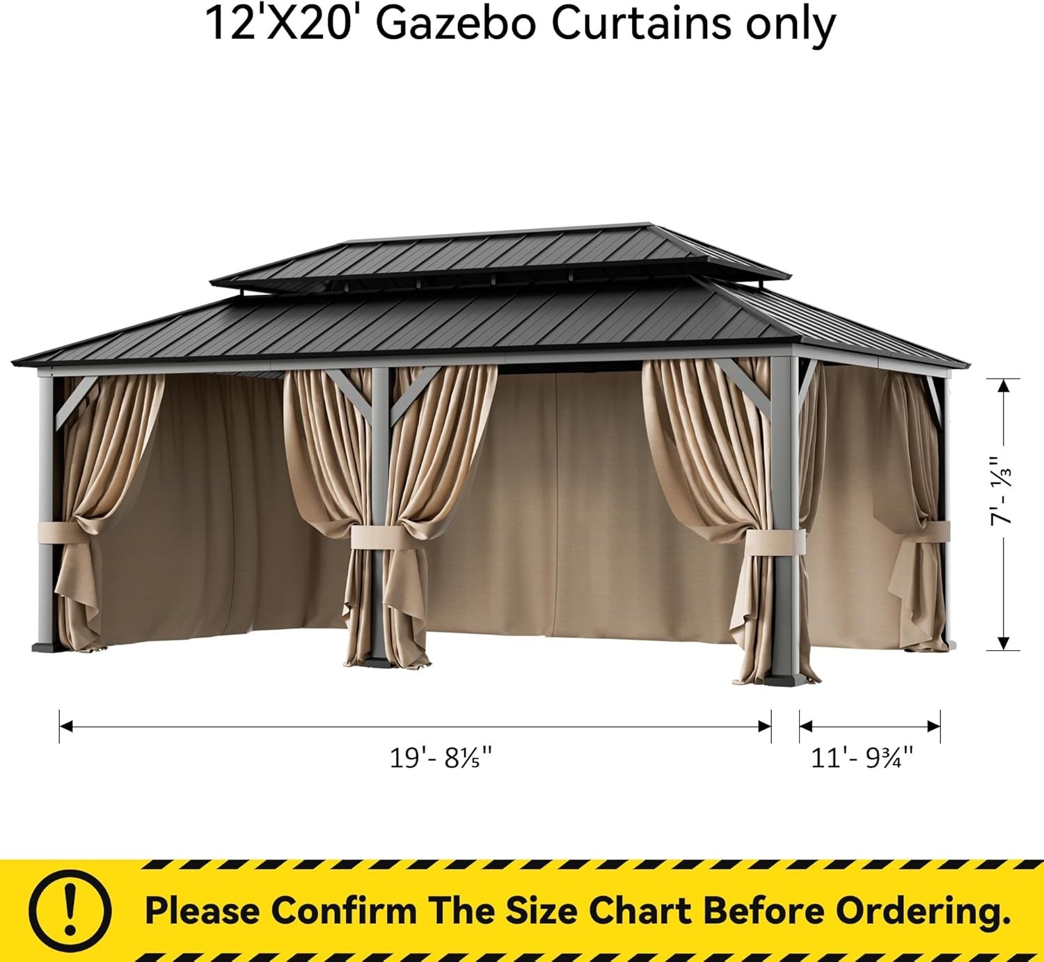 Universal 6-Panel Gazebo Privacy Curtains 12′ x 20′ – Waterproof & UV Protection
