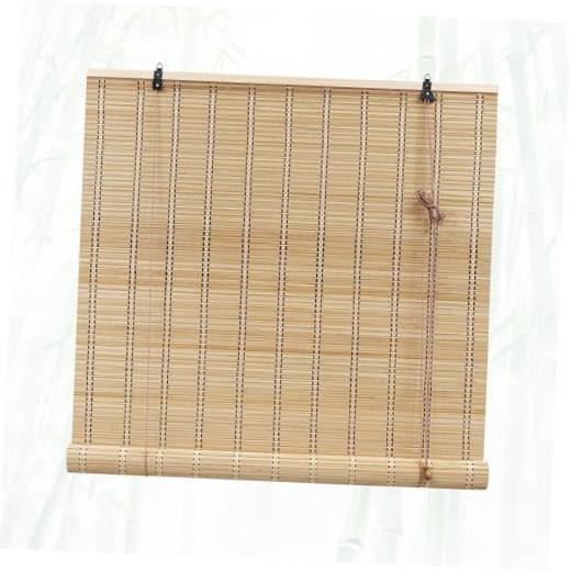 Bamboo Blinds for Interior Windows, Natural Roll Up Bamboo 23″W x 48″H A