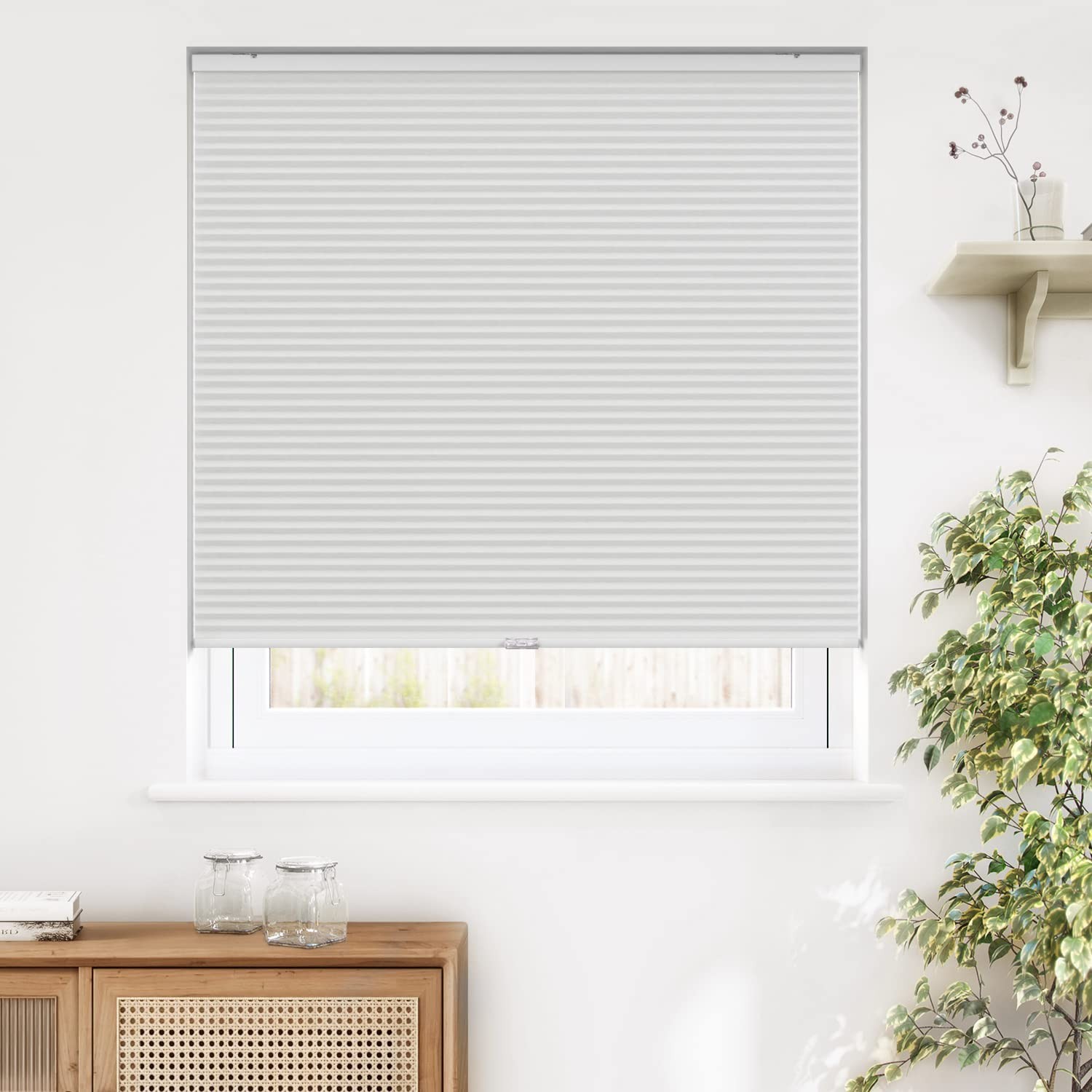 LazBlinds Cordless Cellular Shades, Blackout 22” W x 36” H, Blackout-white