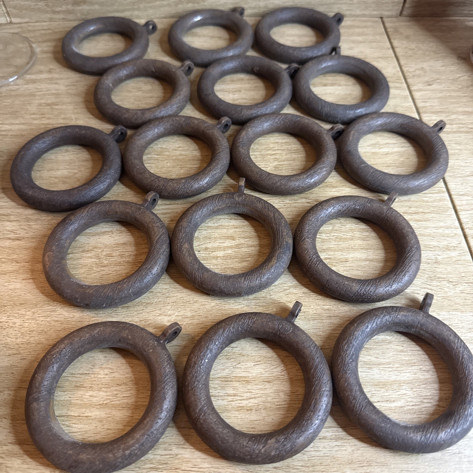 16 Curtain Drape Rings 2-3/4″ Wide Brown 1-3/4″ For 1-1/2″ Rod or Smaller