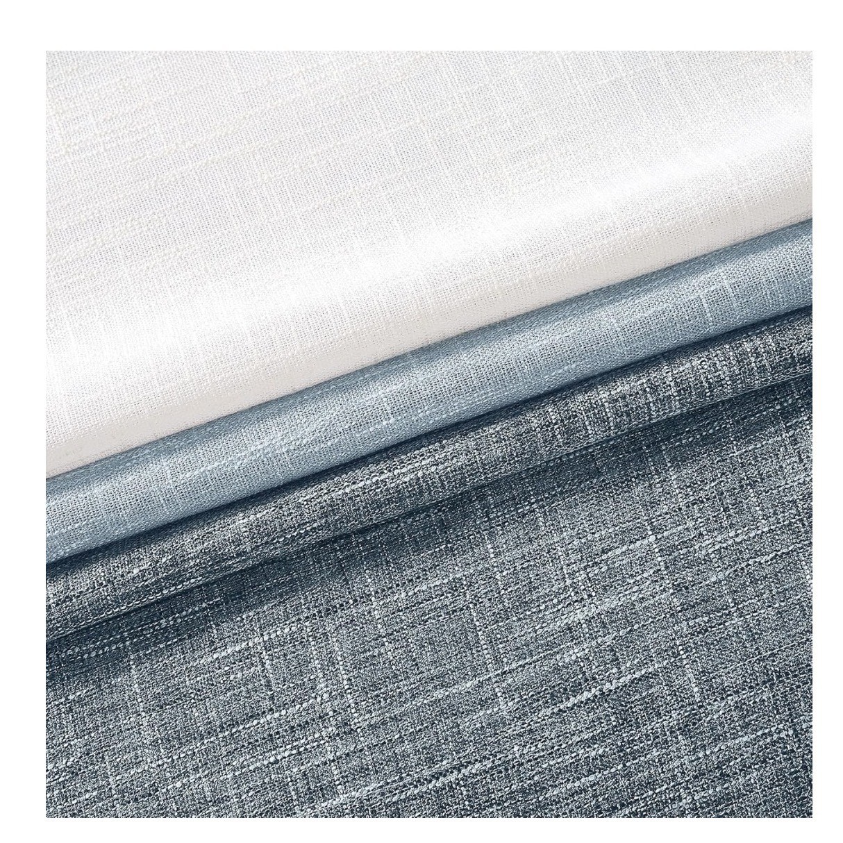 Ombre Gradient Blue White Textured Curtains 108 inch Length Room Darkening