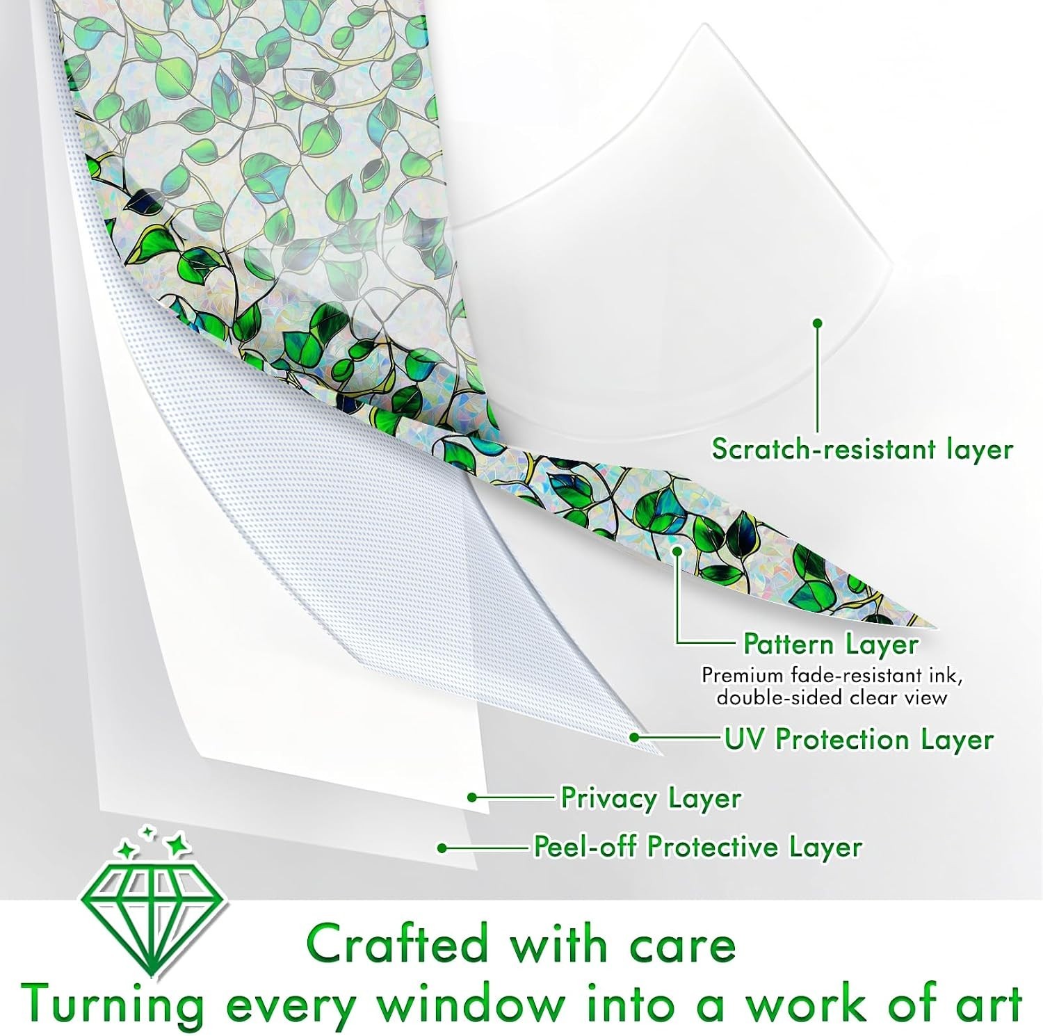 Decorative Rainbow Privacy Film – UV Blocking & Renter-Friendly Installation