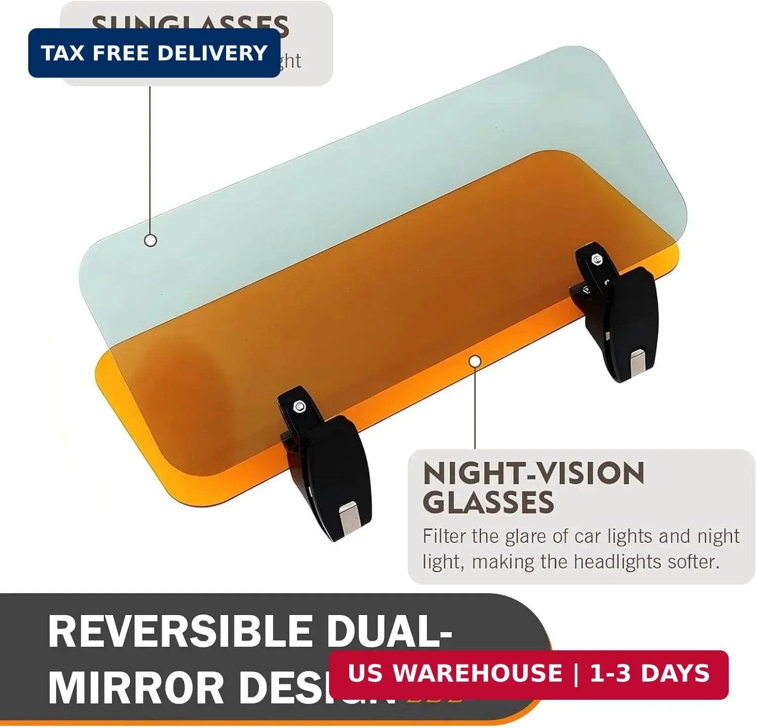 Sun Visor Extender, Dual-side Reversible Sun Visor Glare Guard, 13.4″ x 5.5″ 2 i