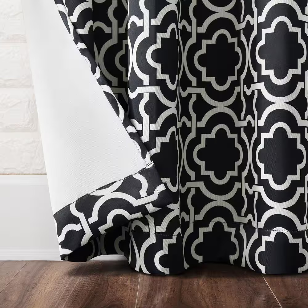 Barnett Trellis Black Polyester 40 In. W X 63 In. L Grommet Blackout Curtain (Si