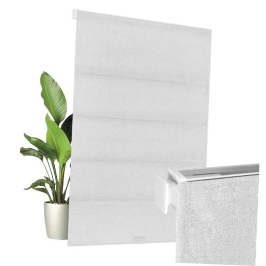 No Drill Cordless Roman Shades 35″ x 64″ 100% 35″W x 64″H Grayish White