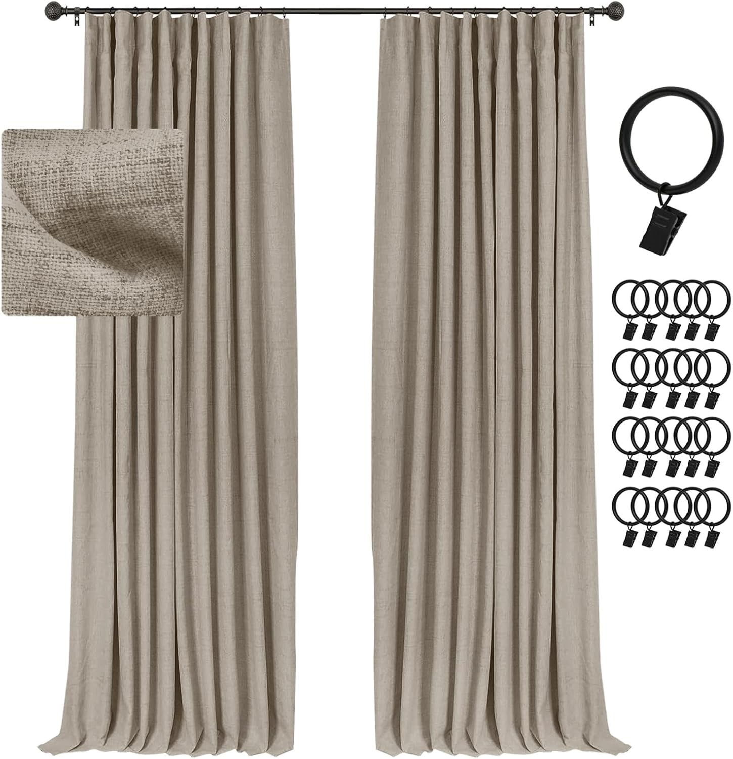 100% Blackout Curtains Thermal Insulated Drapes for Bedroom Living Room