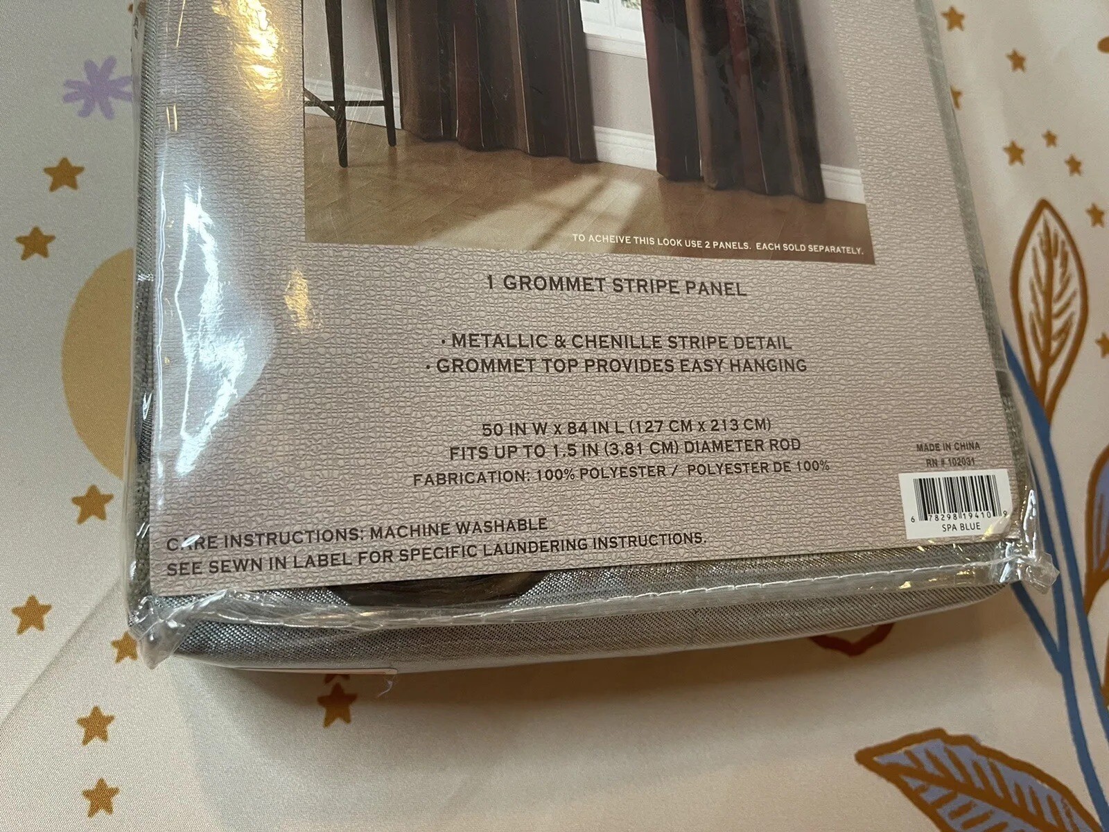 Woodland Curtain 1 Grommet Strip Panel Metallic & Chenille 50” X 84” (1) Panel