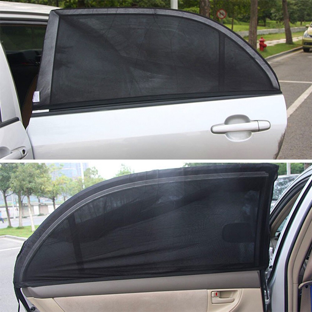 2/4Pcs Car Front Rear Window Mosquito Net Sun Shade UV Protection Mesh for Sedan