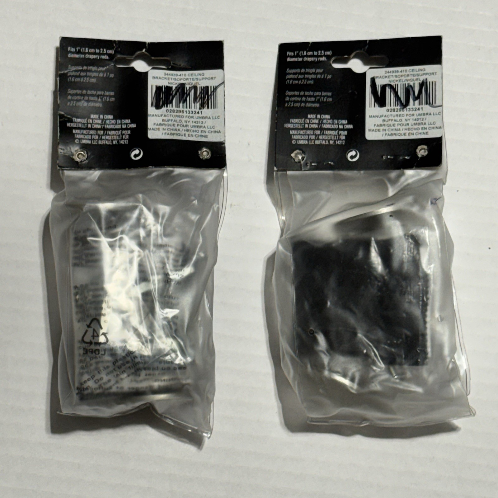 Umbra Ceiling-Mount Brackets (2 Pcs) 244939–410 for Drapery Rod Nickel Lot of 2