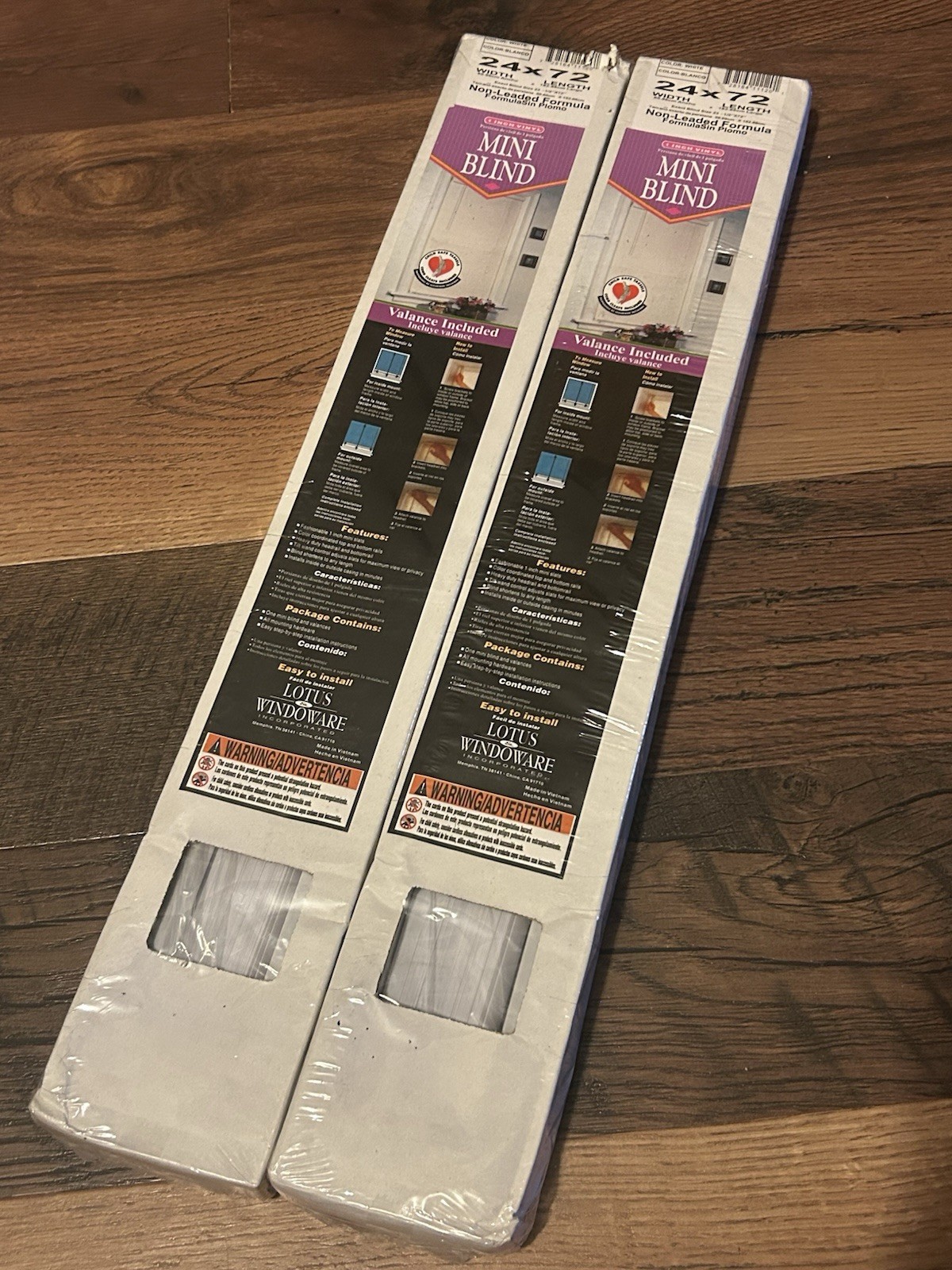 (2) NEW IN BOX Window Blinds Mini Blind 1″ Slat Vinyl, 24” wide x 72”, White