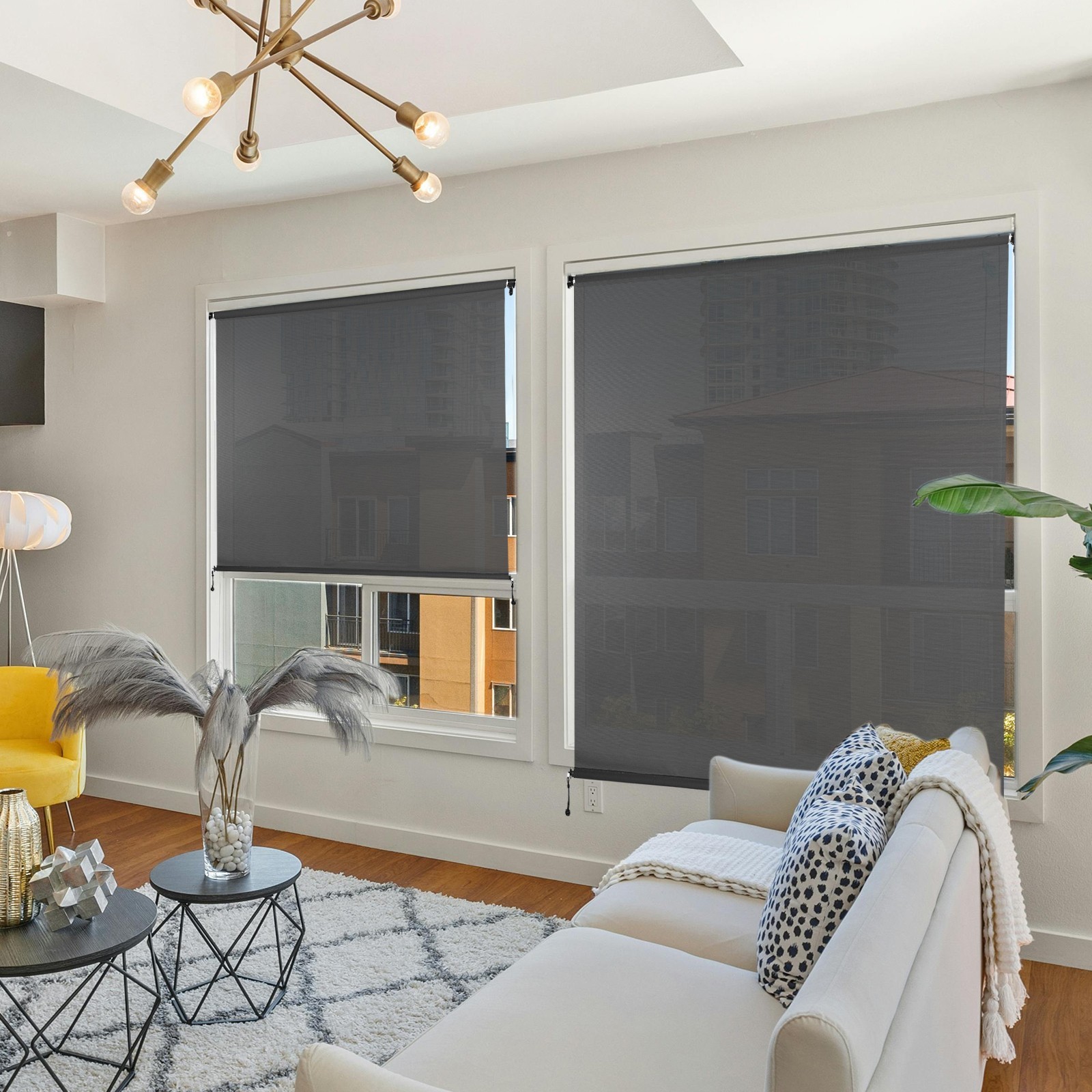 4ft (W) x 8ft (H) Outdoor Roller Shades 5% Openness Cordless Sun Roll up Shade