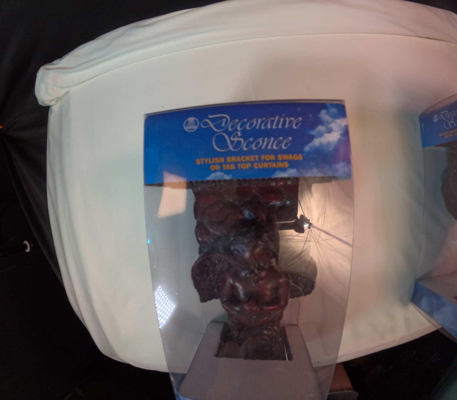 2PC DECORATIVE SCONCE ANGELS/CHERUBS BRACKET SET FOR SWAGS/TAB TOP CURTAINS-9.5”