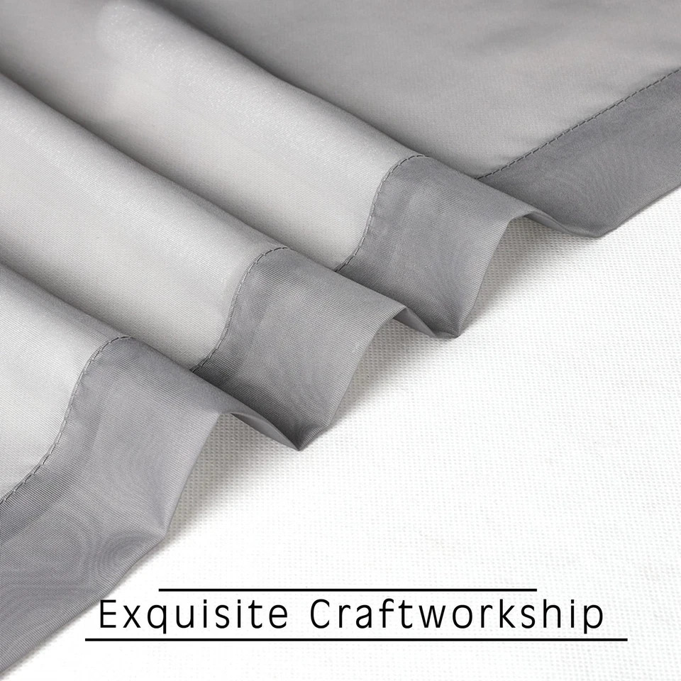 Sheer Curtains 24 Inches Long 2 Panels for 42″W x 24″L (Pack of 2) Grey