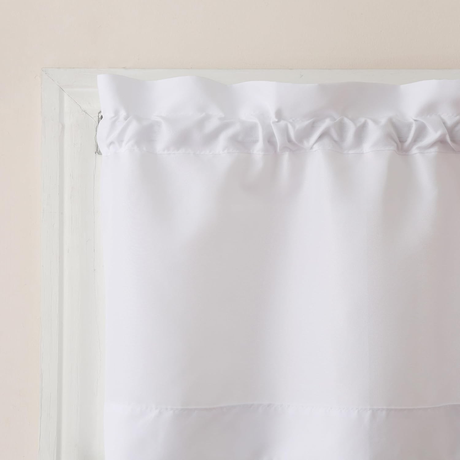 Martine Semi-Sheer Microfiber Kitchen Curtain Set, 54” x 36”, White Elegance