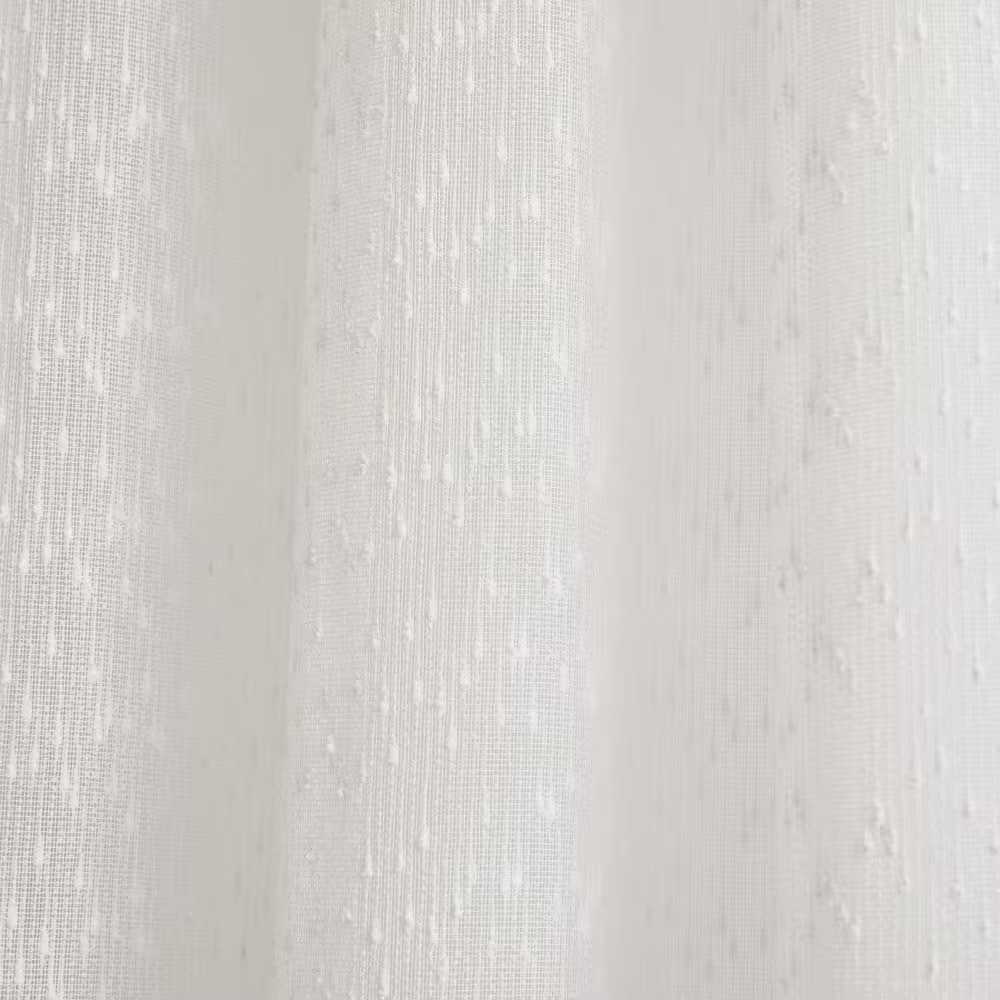 Aileen Textured Raindrop White Polyester 38 In. W X 84 In. L Metal Grommets Shee